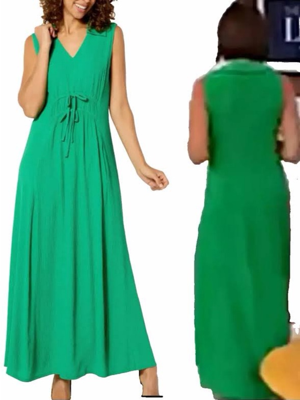 Nina Leonard Collared V-Neck Crinkle Maxi Dress Women’s Size Small Beautiful!